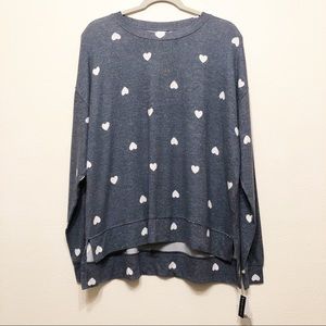 BP. Blue Vintage Hearts Sweater Super Soft - Large